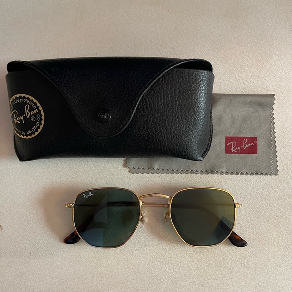 Ray-Ban Hexagonal Flat Lenses Gold/Green Lenses - Picture 1 of 8